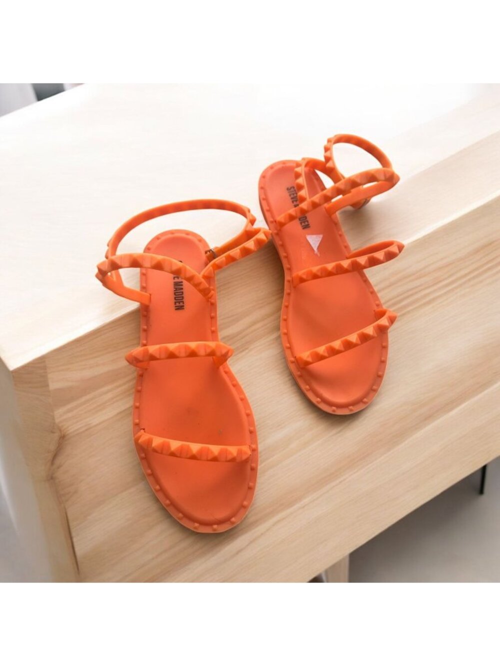 STEVE MADDEN Orange Ankle Strap Flats Sandals Size 6